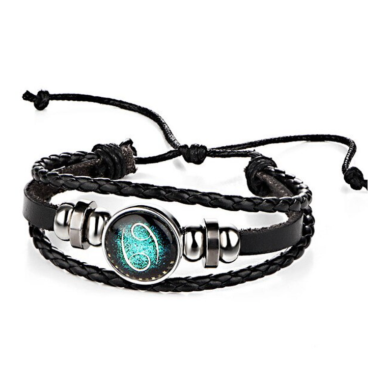 Pulsera Manilla Cuero Constelaciones Zodiaco 12