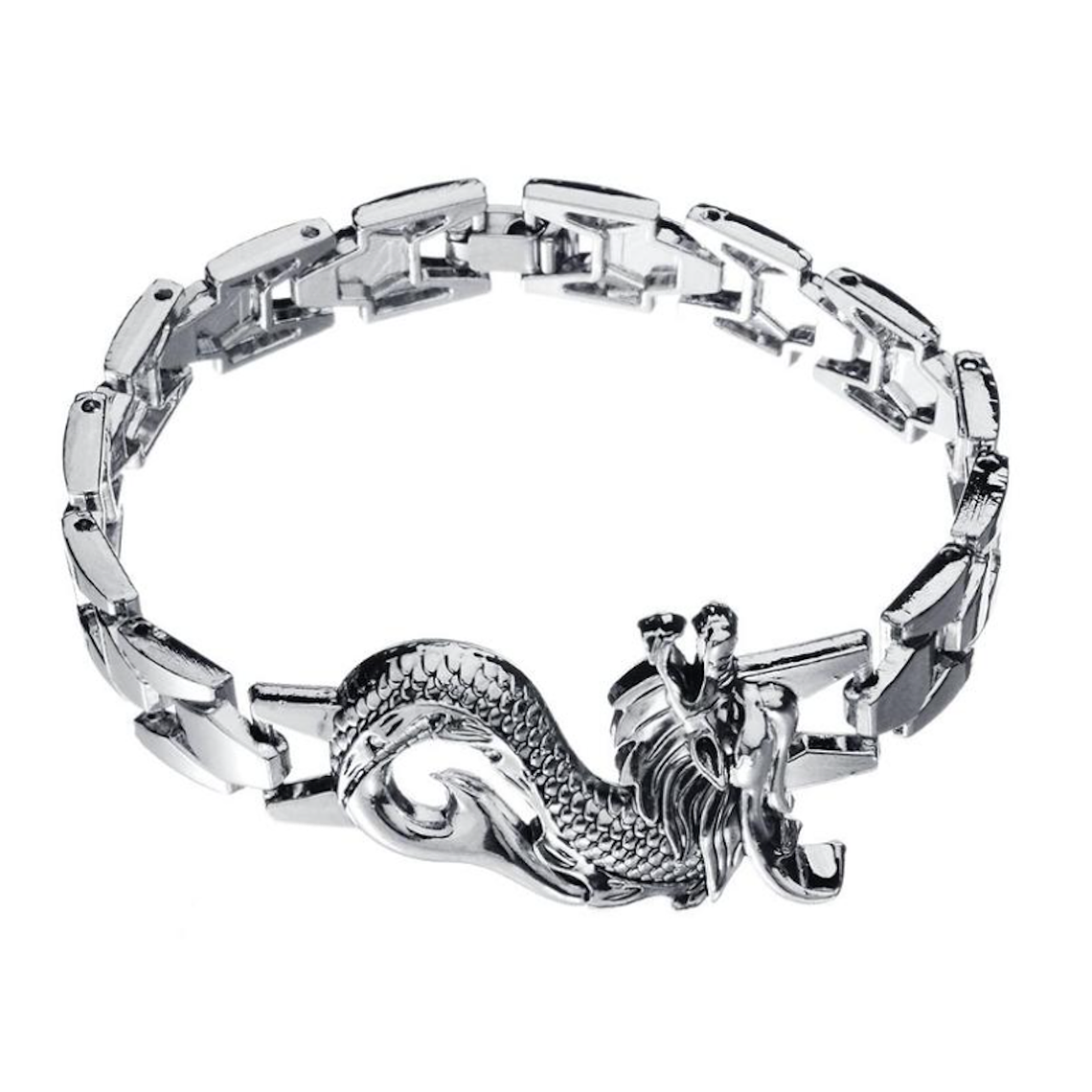 Pulsera Dragon Hombres Acero Inoxidable Plateado B104 1