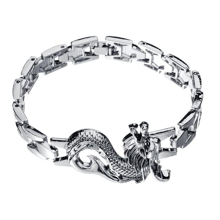 Pulsera Dragon Hombres Acero Inoxidable Plateado B104 1