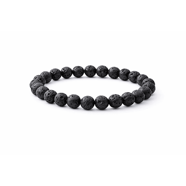 Manilla Pulsera Hombre Roca Lava Negra 8mm