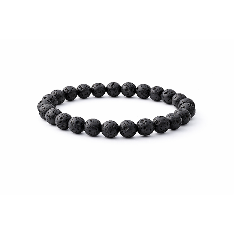 Manilla Pulsera Hombre Roca Lava Negra 8mm 1