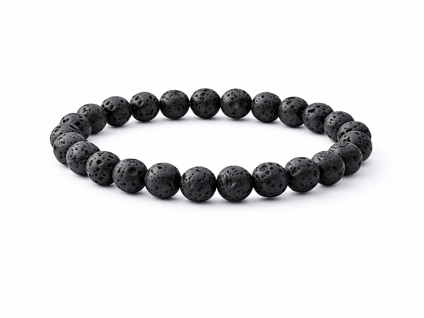 Manilla Pulsera Hombre Roca Lava Negra 8mm 1