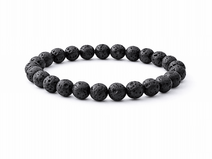 Manilla Pulsera Hombre Roca Lava Negra 8mm 1