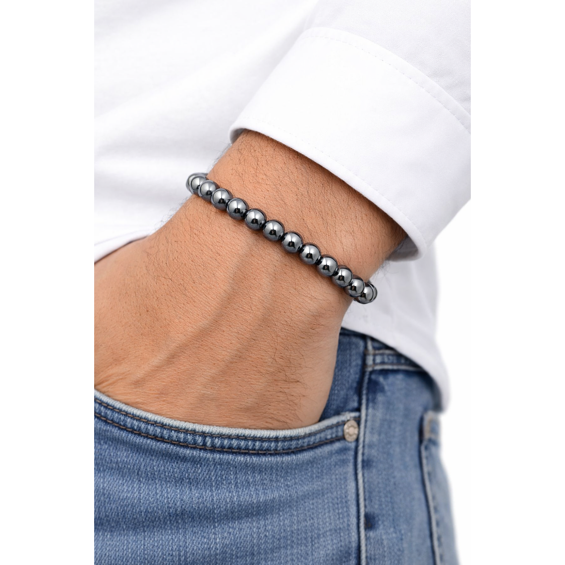 Manilla Pulsera Hombre Acerina Negra 8mm 2