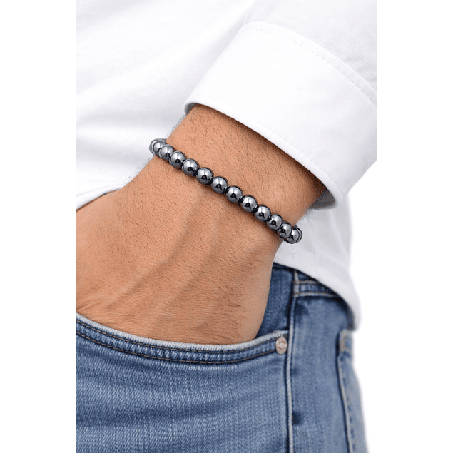 Manilla Pulsera Hombre Acerina Negra 8mm