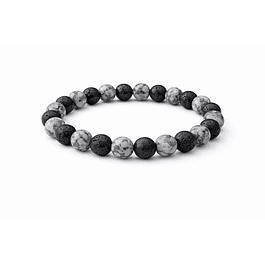 Manilla Pulsera Hombre Jaspe Gris Roca Volcanica 8mm