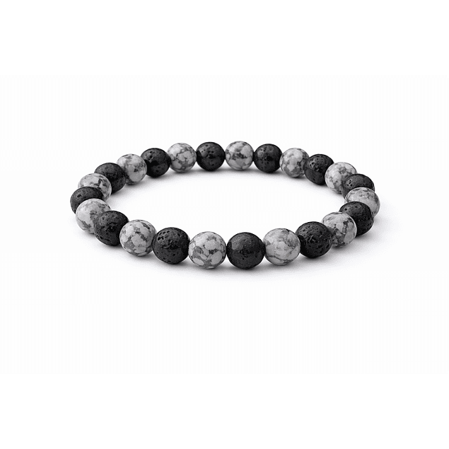 Manilla Pulsera Hombre Jaspe Gris Roca Volcanica 8mm