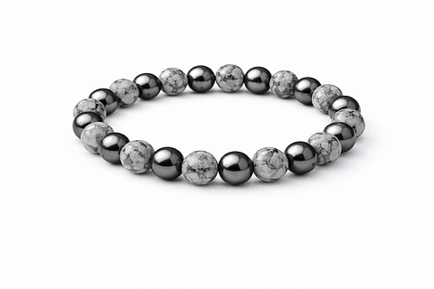 Manilla Pulsera Hombre Jaspe Gris Acerina 8mm