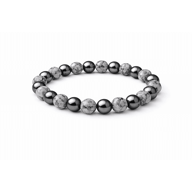 Manilla Pulsera Hombre Jaspe Gris Acerina 8mm