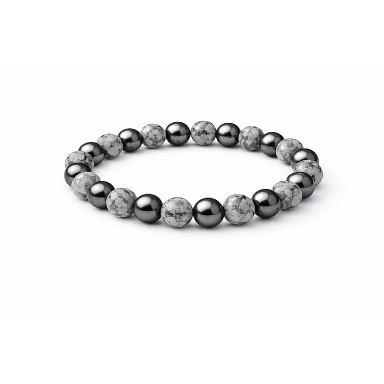 Manilla Pulsera Hombre Jaspe Gris Acerina 8mm 1