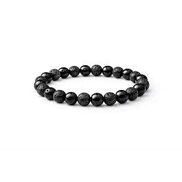 Manilla Pulsera Hombre Onix Piedra Lava 8mm