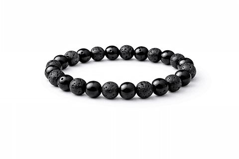 Manilla Pulsera Hombre Onix Piedra Lava 8mm
