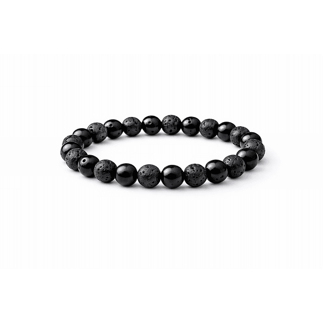 Manilla Pulsera Hombre Onix Piedra Lava 8mm