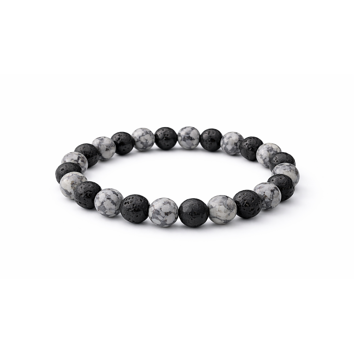 Manilla Pulsera Hombre Jaspe Gris Roca Volcanica 8mm 1