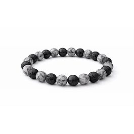 Manilla Pulsera Hombre Jaspe Gris Roca Volcanica 8mm