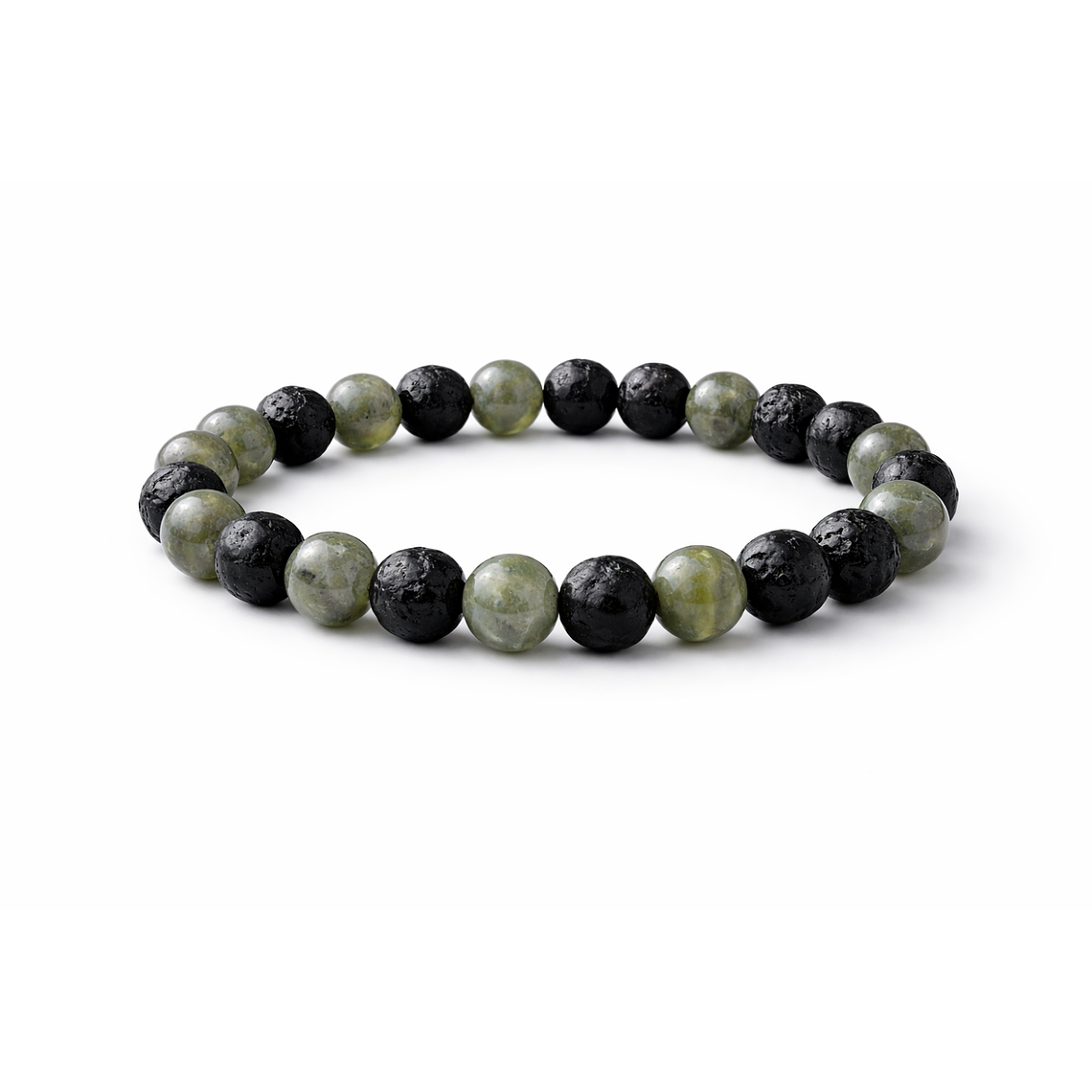 Pulsera Hombre Labradorita Verde Piedra Lava 8mm 1