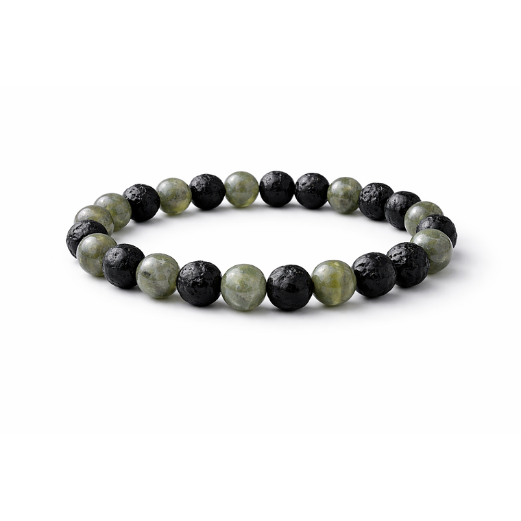 Pulsera Hombre Labradorita Verde Piedra Lava 8mm 1