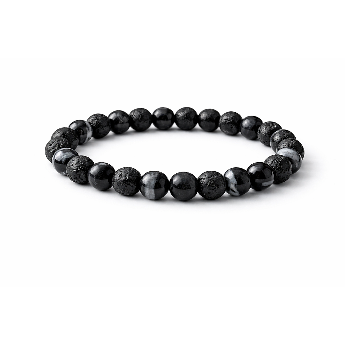 Manilla Pulsera Hombre Sardonix Piedra Lava Volcanica 8mm 1