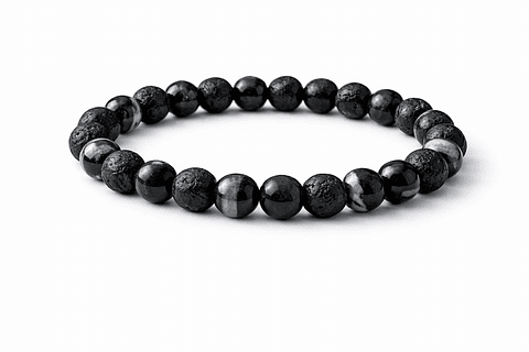 Manilla Pulsera Hombre Sardonix Piedra Lava Volcanica 8mm