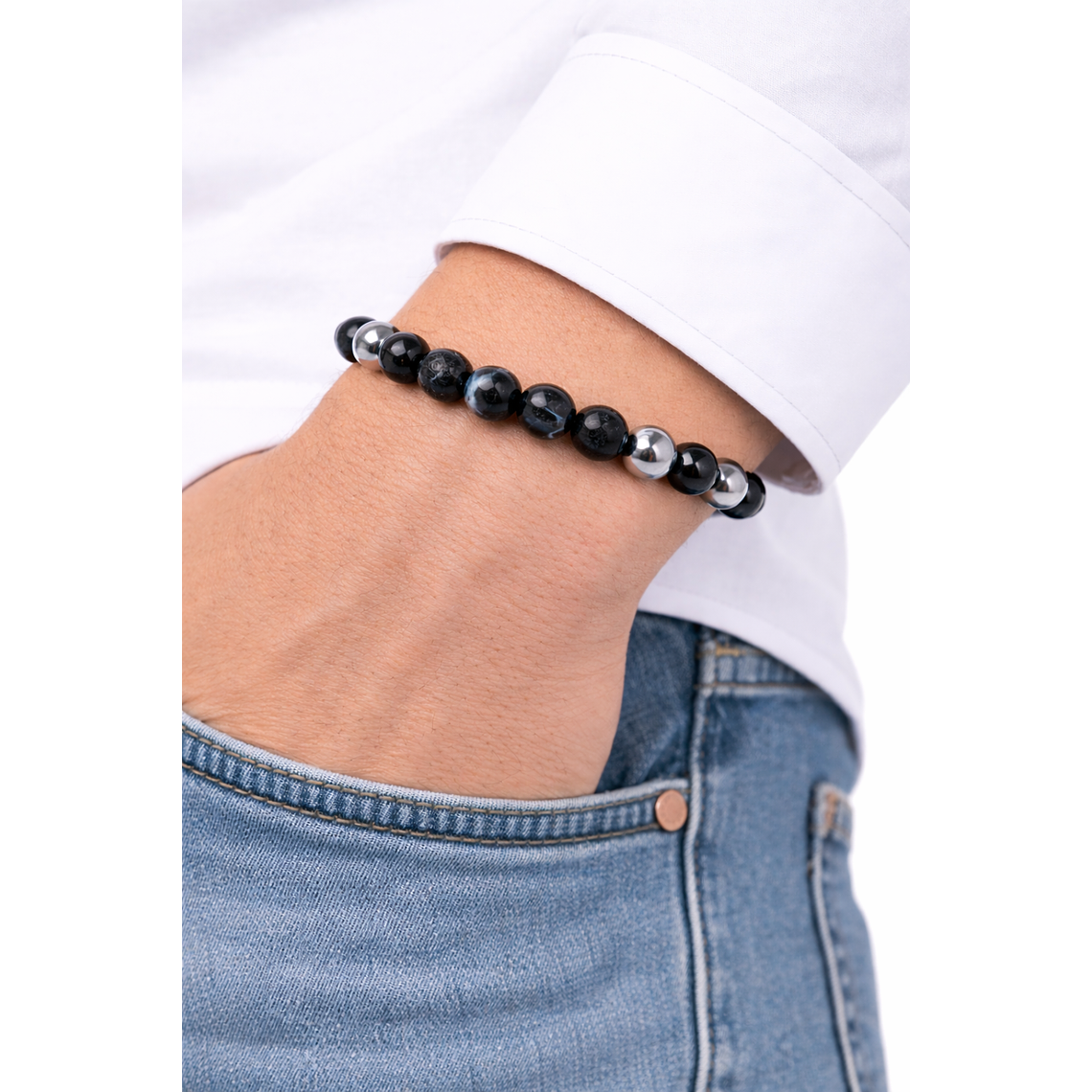 Manilla Pulsera Hombre Sardonix Acerina 8mm 2