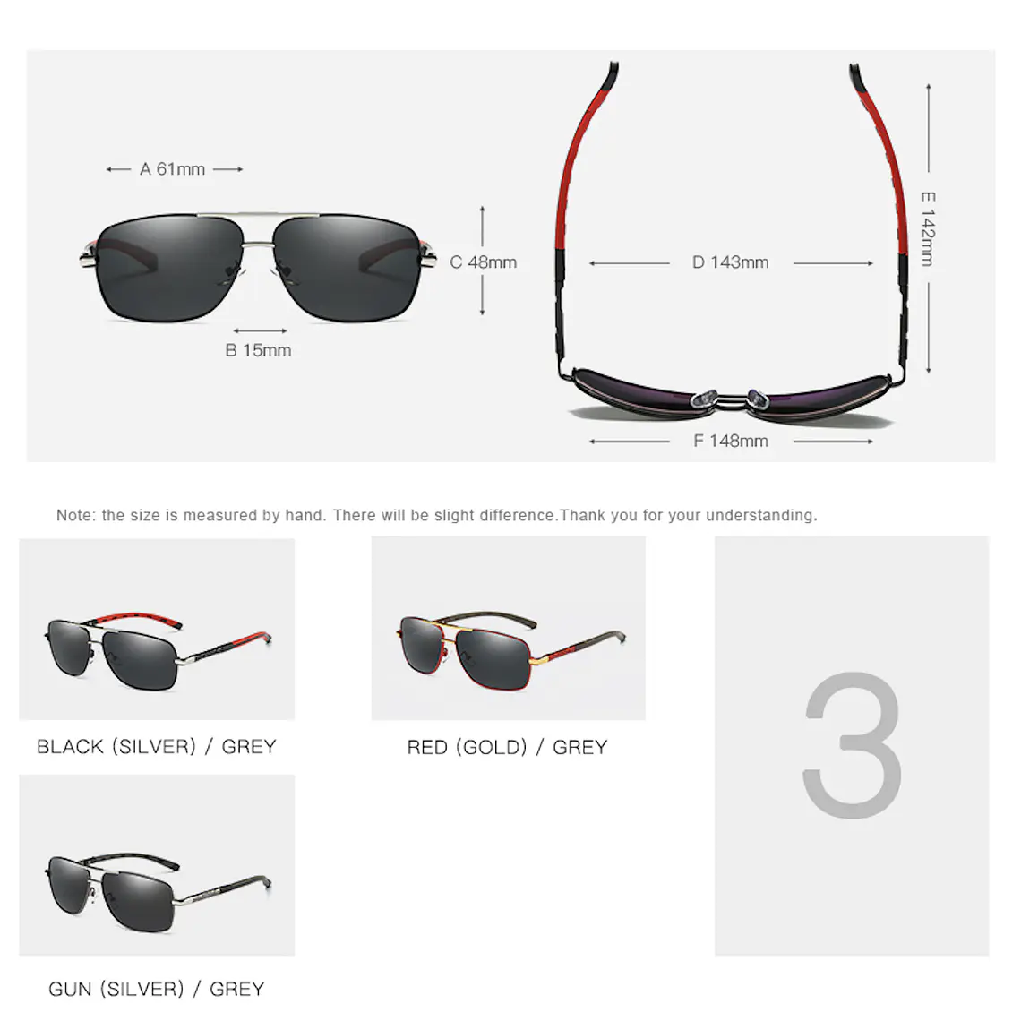 Gafas Lentes Sol Polarizados UV400 Conduccion 8724 Gris 2