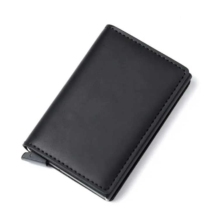 Billetera Ecocuero Aluminio Hombre Bloqueo RFID Negro 1