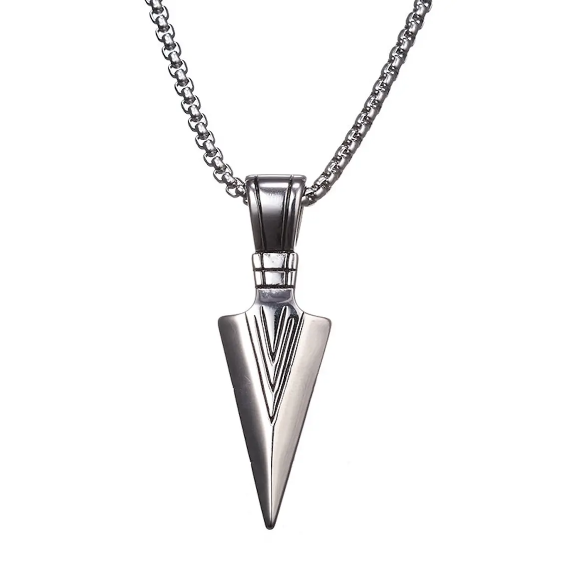 Dije Collar Punta Flecha Hombres 319 Plateado 1