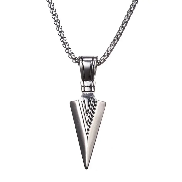 Dije Collar Punta Flecha Hombres 319 Plateado 1