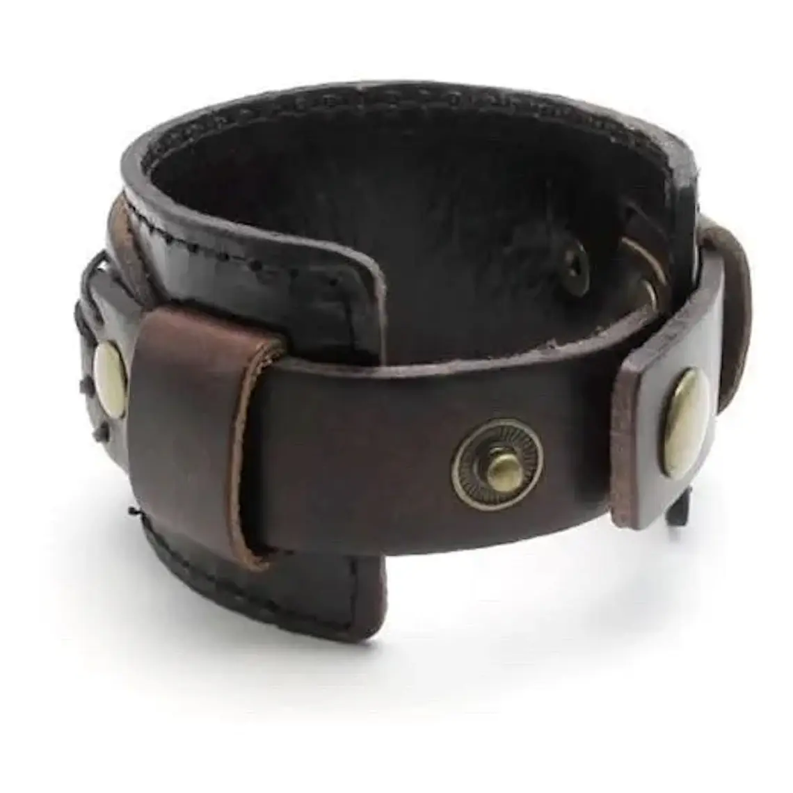 Brazalete Ancho Cuero Cafe 3
