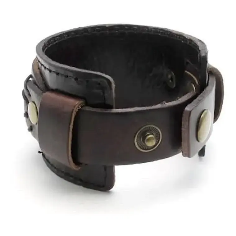 Brazalete Ancho Cuero Cafe 3