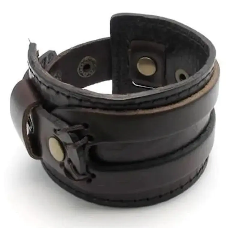 Brazalete Ancho Cuero Cafe 2