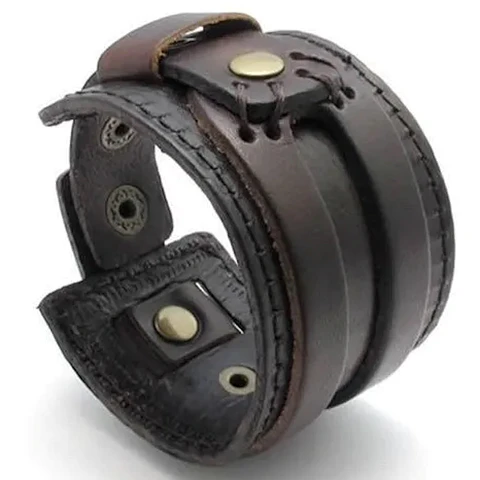 Brazalete Ancho Cuero Cafe