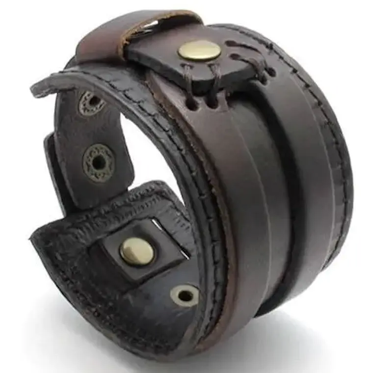 Brazalete Ancho Cuero Cafe 1