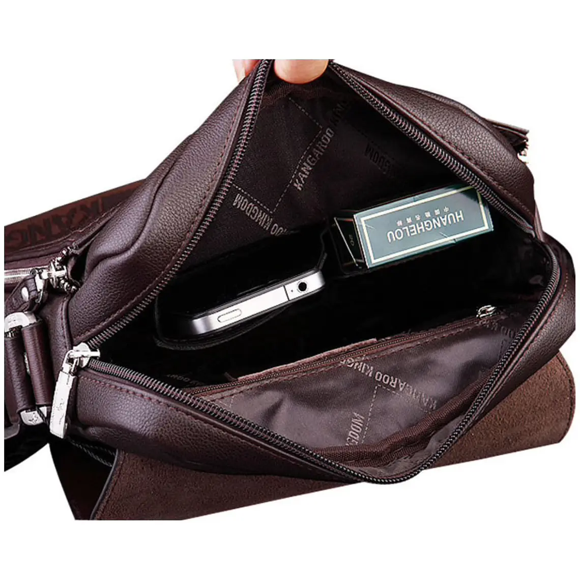 Bolso Hombre Cuero PU YS-4361-DS Medida 19*17*7cm Marron 4