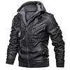 Chaqueta Cuero PU Hombres Casual Motociclista SA722 Negro Gris