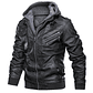 Chaqueta Cuero PU Hombres Casual Motociclista SA722 Negro - Miniatura 1
