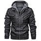 Chaqueta Cuero PU Hombres Casual Motociclista SA722 Negro - Miniatura 2