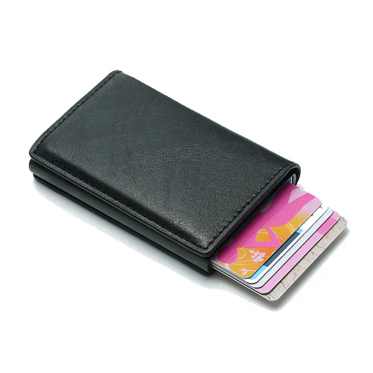 Billetera Ecocuero Aluminio Hombre Bloqueo RFID Azul 3