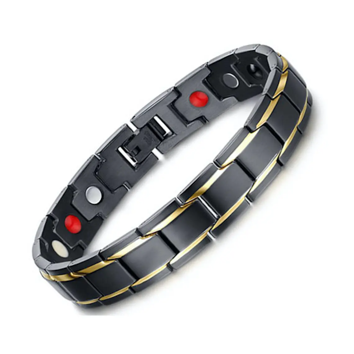 Pulsera Energetica Acero Inoxidable Germanio Magnetico Negro 1