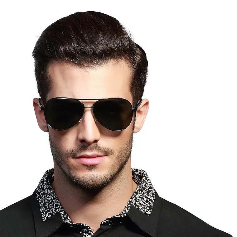 Gafas Lentes Sol Polarizadas Tipo Aviador Hombre 2150 Negro Gris 2