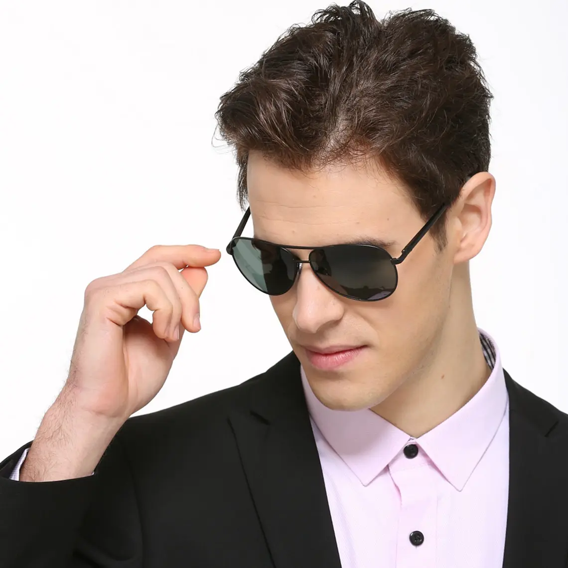 Gafas Lentes Sol Polarizadas Tipo Aviador Hombre 2150 Negro Gris 3