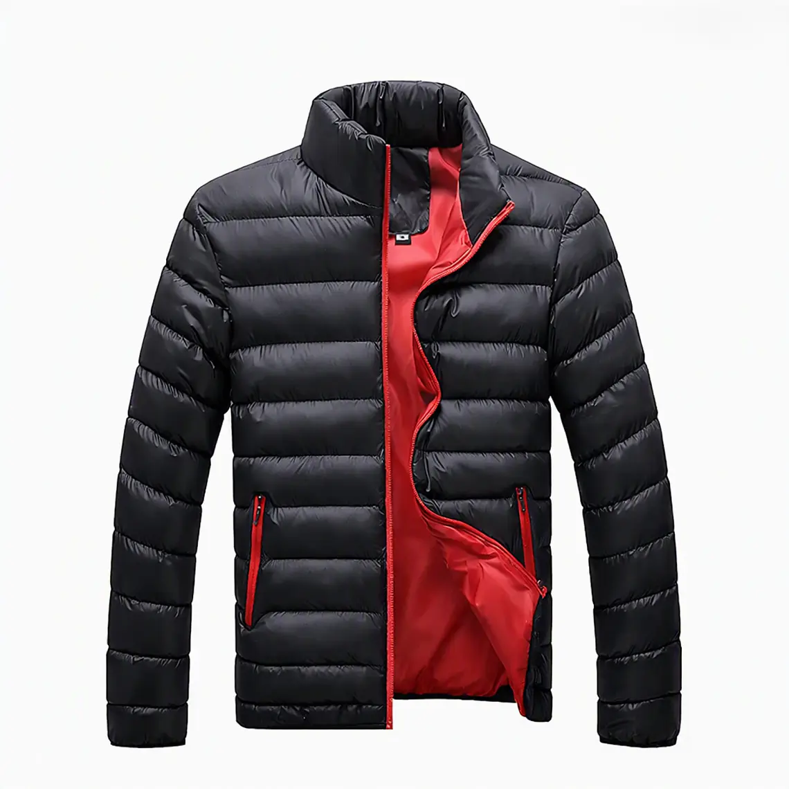 Chaqueta Casual Hombre Acolchada EDA104 Negro Rojo 1