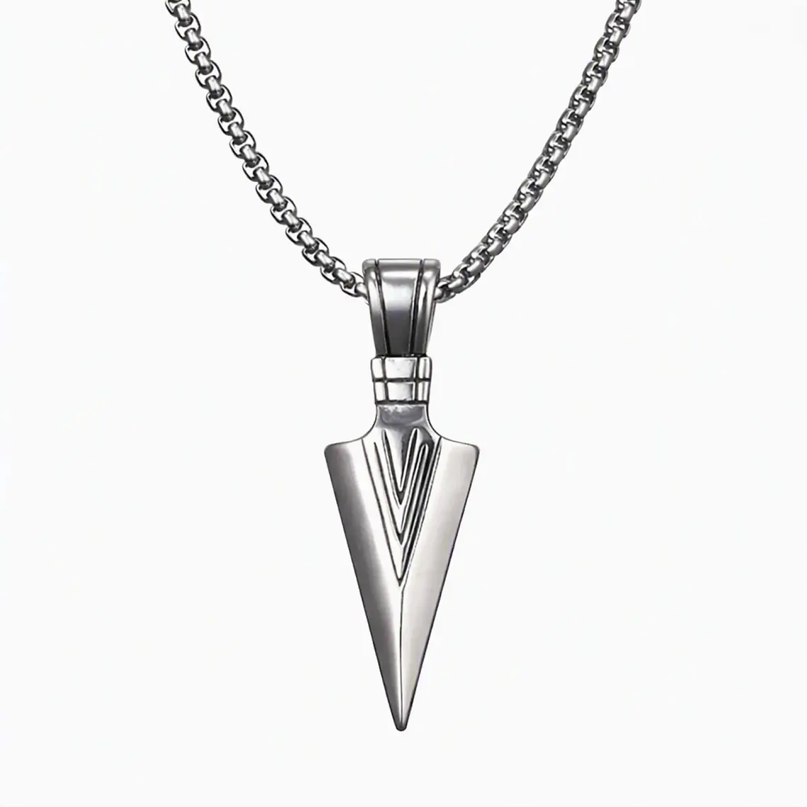 Dije Collar Punta Flecha Hombres 319 Plateado 1