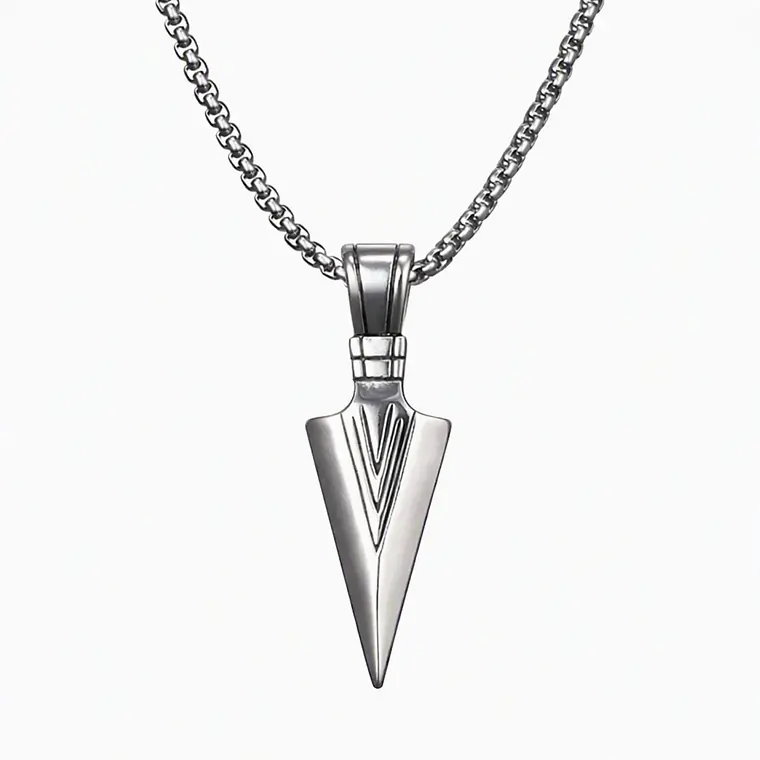 Dije Collar Punta Flecha Hombres 319 Plateado 1