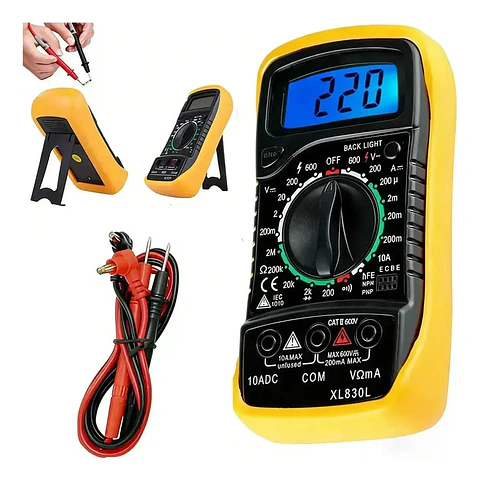 Multimetro Tester Digital Con Luz Pantalla Backlight Hold