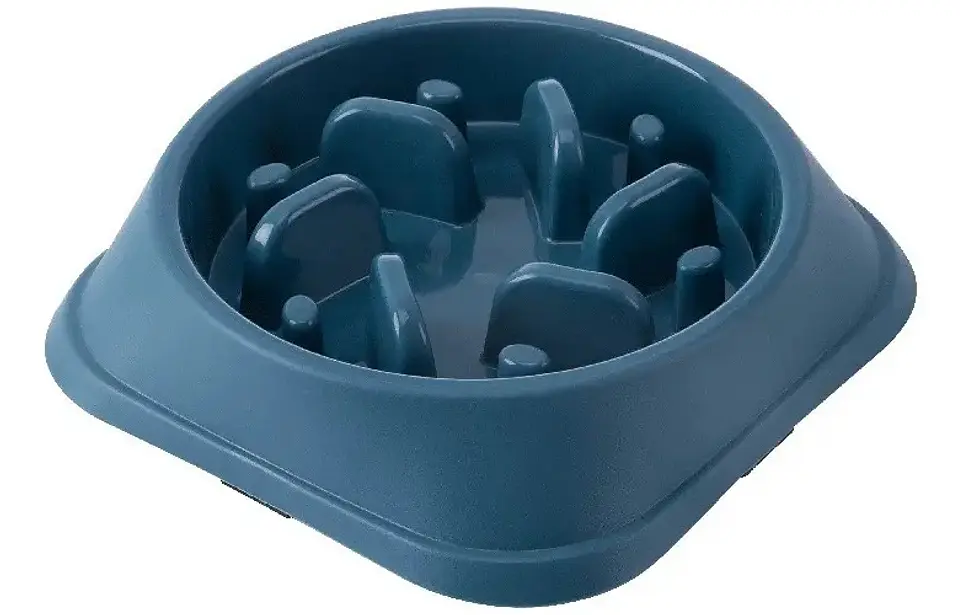 Plato Anti Ansiedad Anti Estrés Cuadrado Mascota Perro Gato Color Azul Petróleo 1