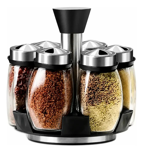 Especiero Giratorio De Cocina Condimentero 7 Frascos Vidrio