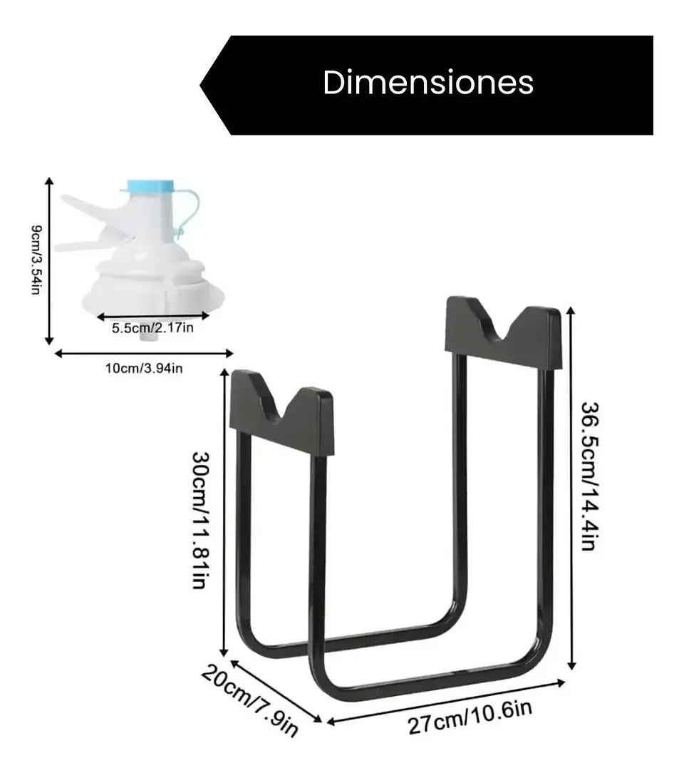 Soporte Dispensador Rack Para Bidon De Agua 20lt Y Boquilla Negro 2