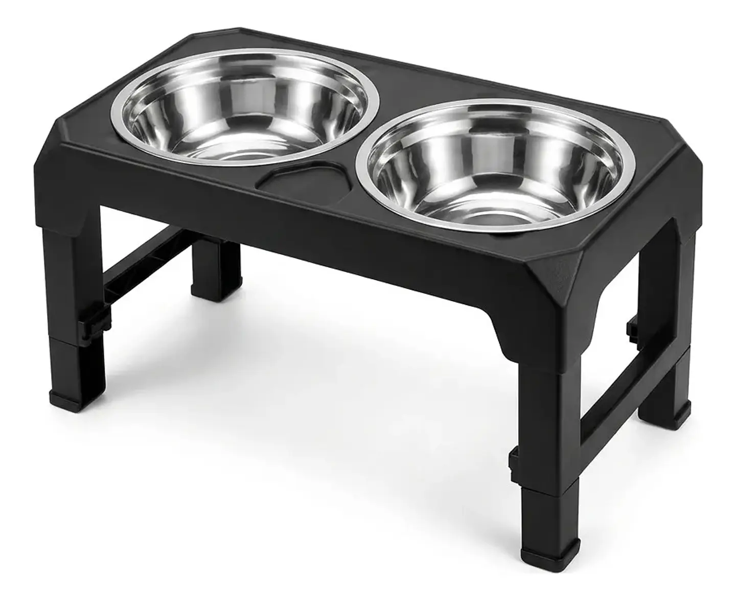 Comedero Doble Elevar Perros Gatos Platos Acero Inoxidable 1