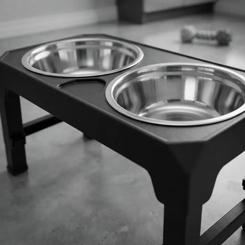 Comedero Doble Elevar Perros Gatos Platos Acero Inoxidable 2